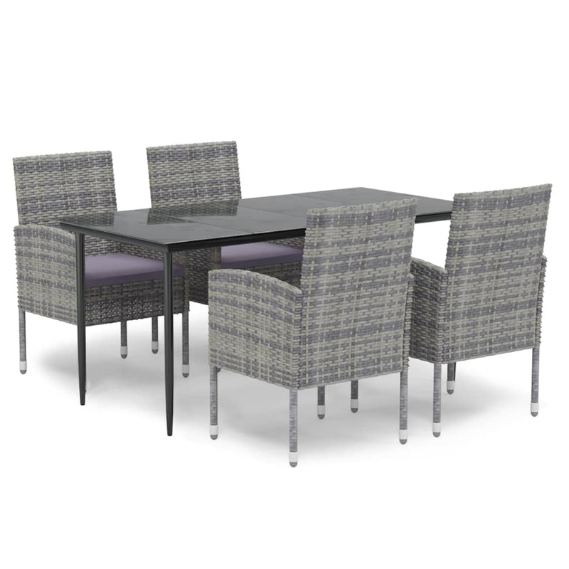 vidaXL 5 Piece Garden Dining Set with Cushions Anthracite Poly Rattan