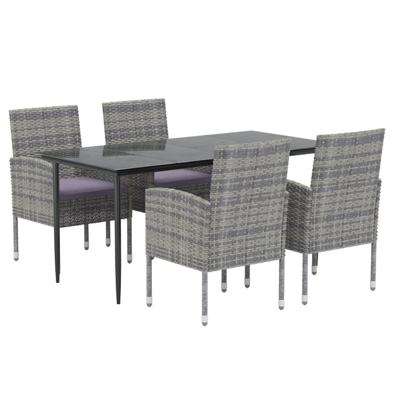 vidaXL 5 Piece Garden Dining Set with Cushions Anthracite Poly Rattan