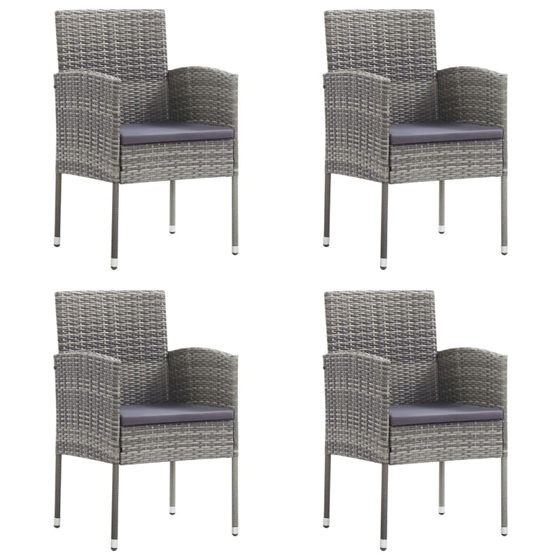 vidaXL 5 Piece Garden Dining Set with Cushions Anthracite Poly Rattan