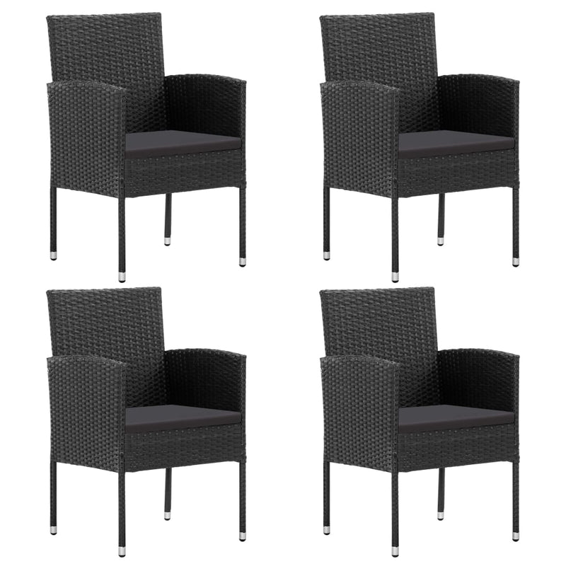 vidaXL 5 Piece Garden Dining Set with Cushions Black Poly Rattan