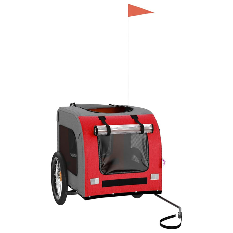 vidaXL Pet Bike Trailer Red and Grey Oxford Fabric&Iron
