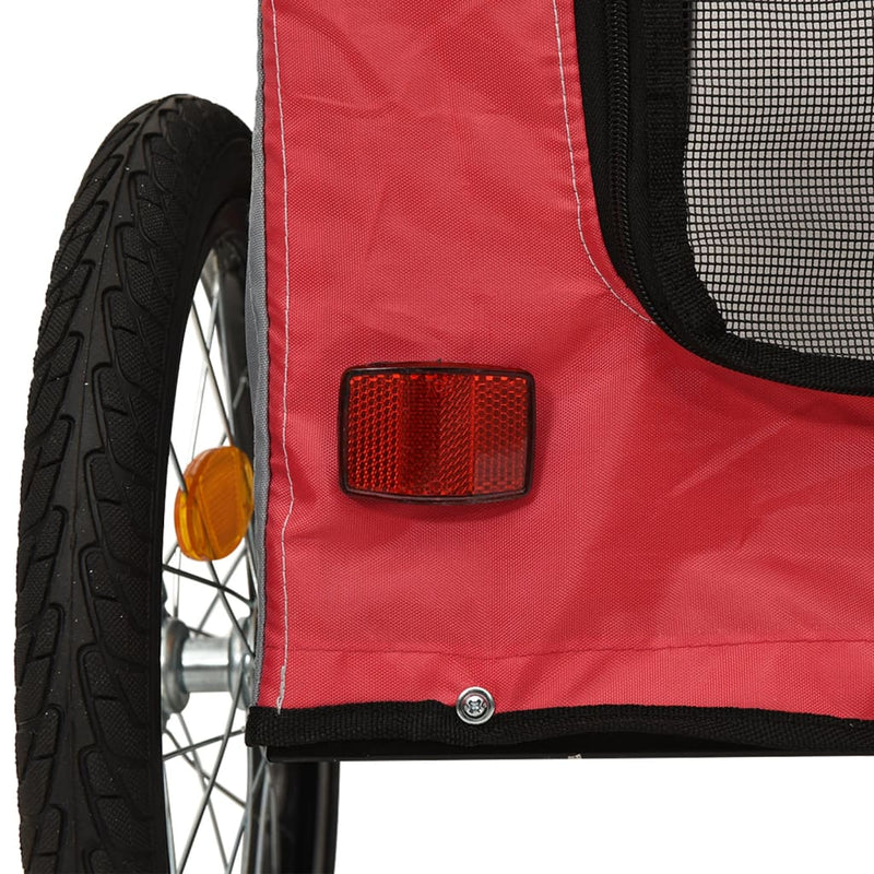 vidaXL Pet Bike Trailer Red and Grey Oxford Fabric&Iron