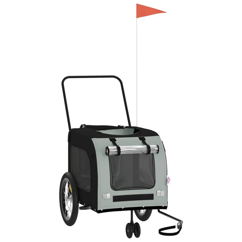 vidaXL Pet Bike Trailer Black and Grey Oxford Fabric and Iron