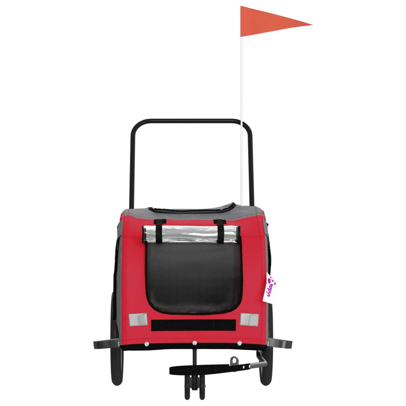 vidaXL Pet Bike Trailer Red and Grey Oxford Fabric and Iron