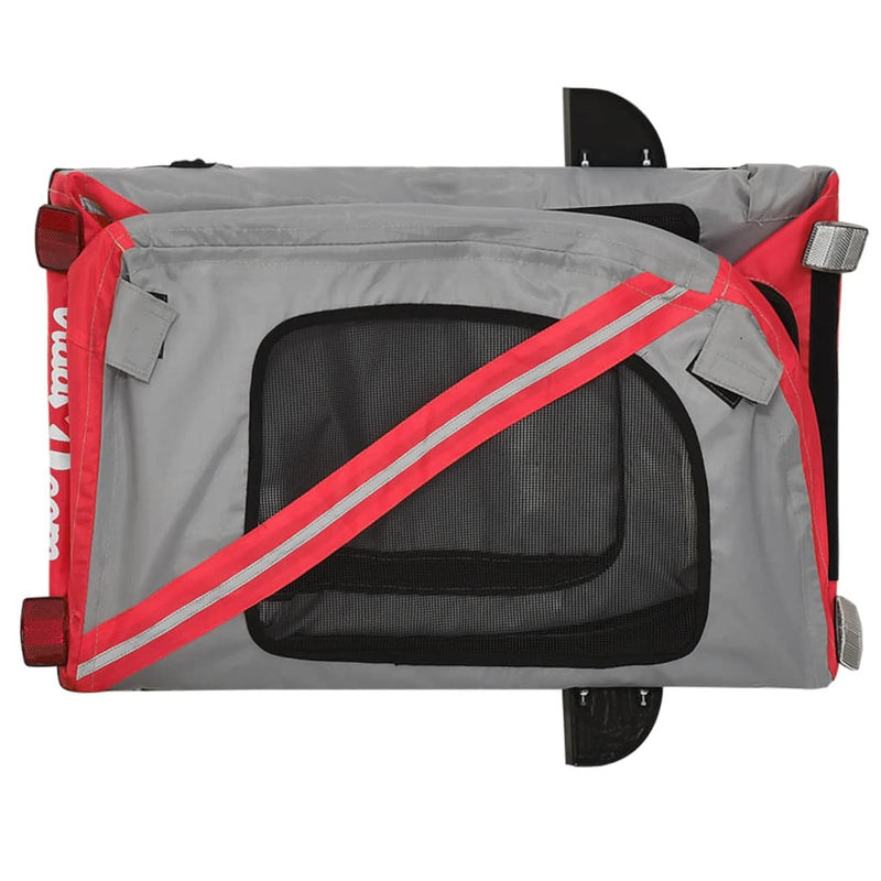 vidaXL Pet Bike Trailer Red and Grey Oxford Fabric and Iron