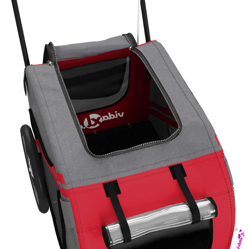vidaXL Pet Bike Trailer Red and Grey Oxford Fabric and Iron