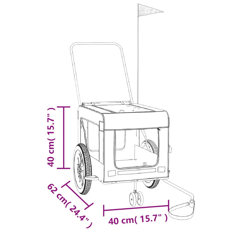vidaXL Pet Bike Trailer Grey and Black Oxford Fabric and Iron