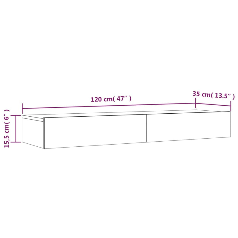 vidaXL TV Cabinet with LED Lights High Gloss White 120x35x15.5 cm