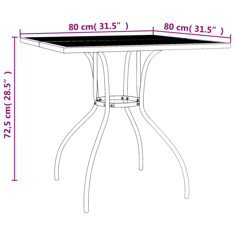 vidaXL Garden Table Anthracite 80x80x72.5 cm Steel Mesh