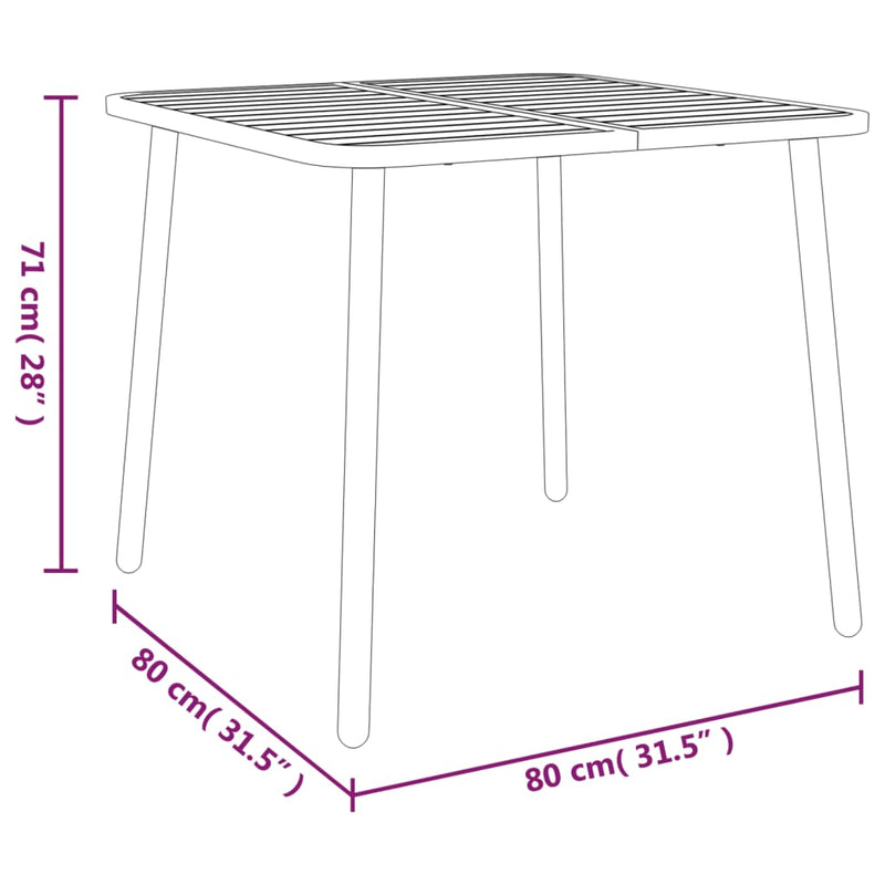 vidaXL Garden Table Anthracite 80x80x71 cm Steel