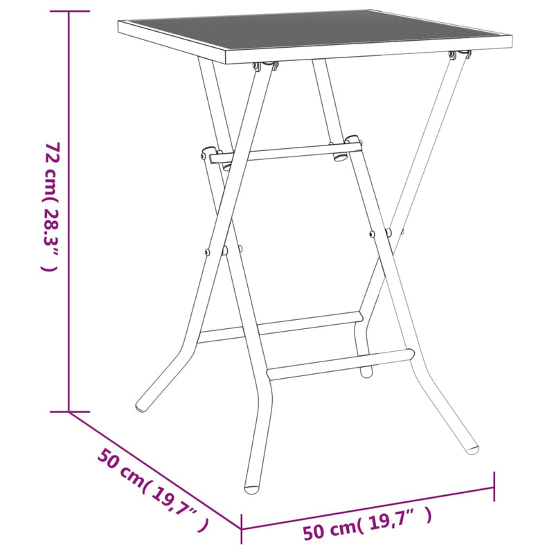 vidaXL Folding Garden Table Anthracite 50x50x72 cm Steel Mesh