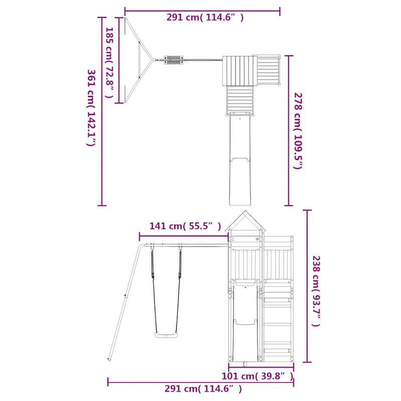 Outdoor Playset Solid Wood Pine