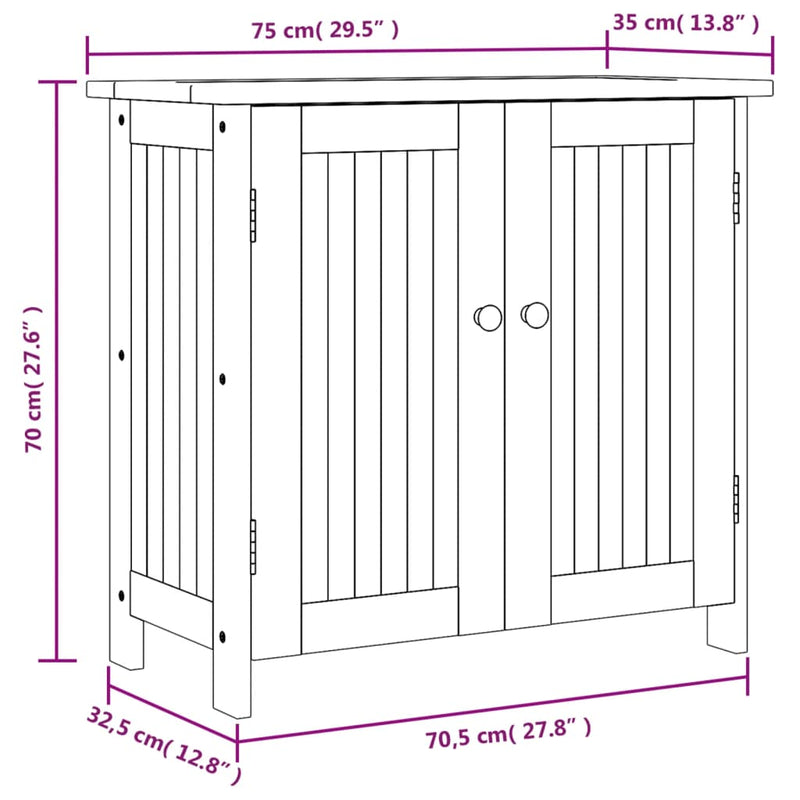 vidaXL Garden Cabinet 75x35x70 cm Solid Wood Acacia