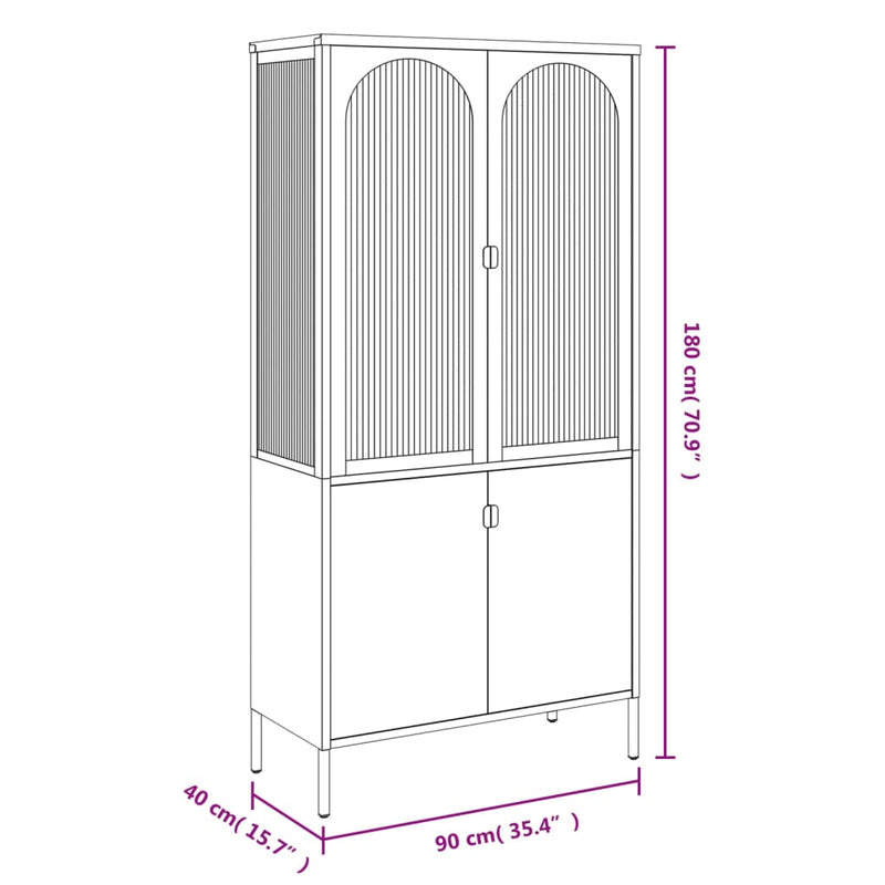 Highboard Black 90x40x180 cm Glass and Steel