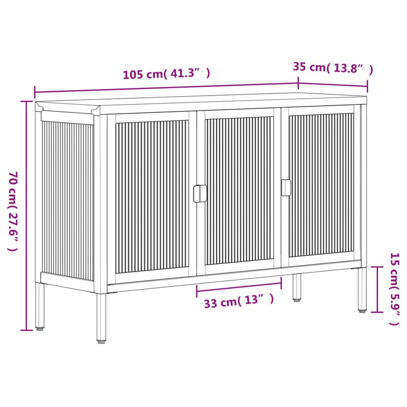 Sideboard Black 105x35x70 cm Glass and Steel