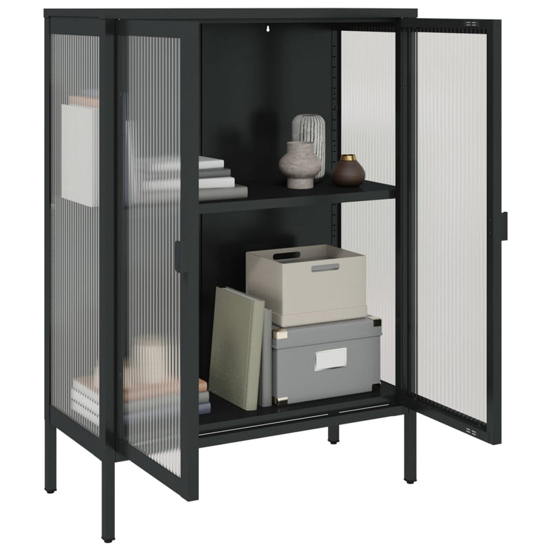 Sideboard Black 75x35x105 cm Glass and Steel