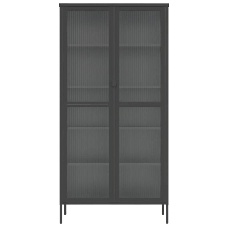 Highboard Black 85x40x180 cm Glass and Steel