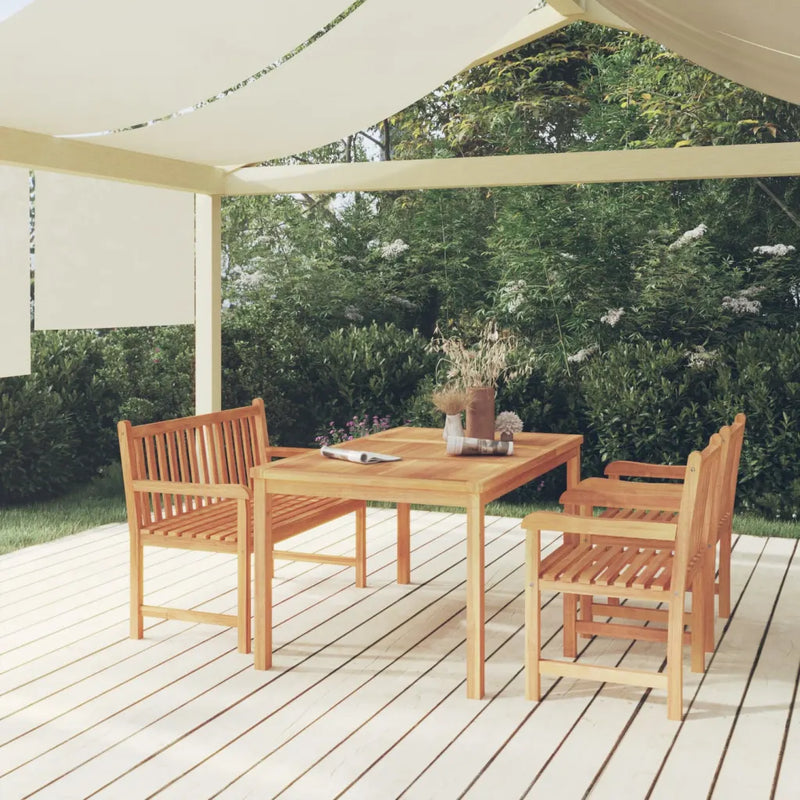 4 Piece Garden Dining Set Solid Wood Teak
