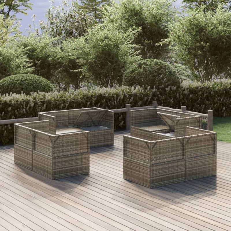 vidaXL Garden Corner Sofas 8 pcs Grey 57x57x56 cm Poly Rattan