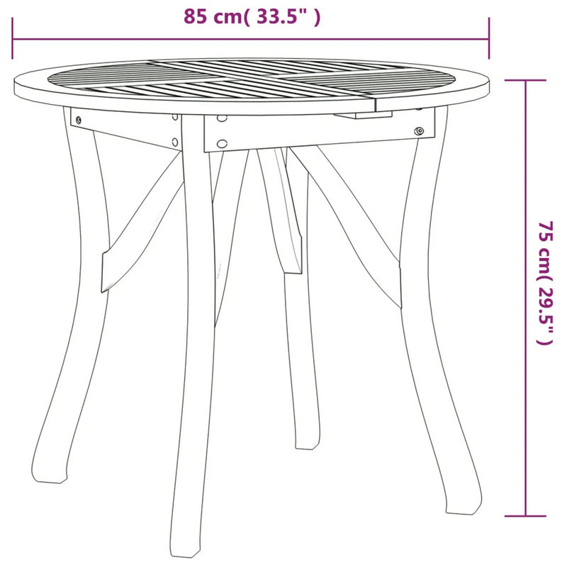 3 Piece Garden Dining Set Solid Wood Acacia
