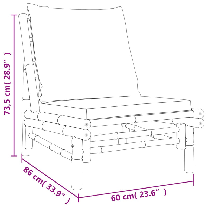 vidaXL 3 Piece Garden Lounge Set with Cream White Cushions Bamboo