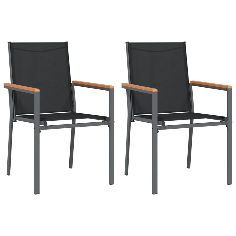 vidaXL Garden Chairs 2 pcs Black 55x61.5x90 cm Textilene and Steel