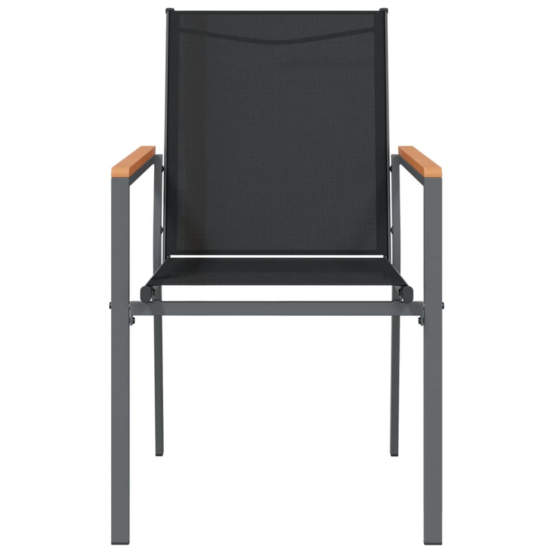 vidaXL Garden Chairs 2 pcs Black 55x61.5x90 cm Textilene and Steel