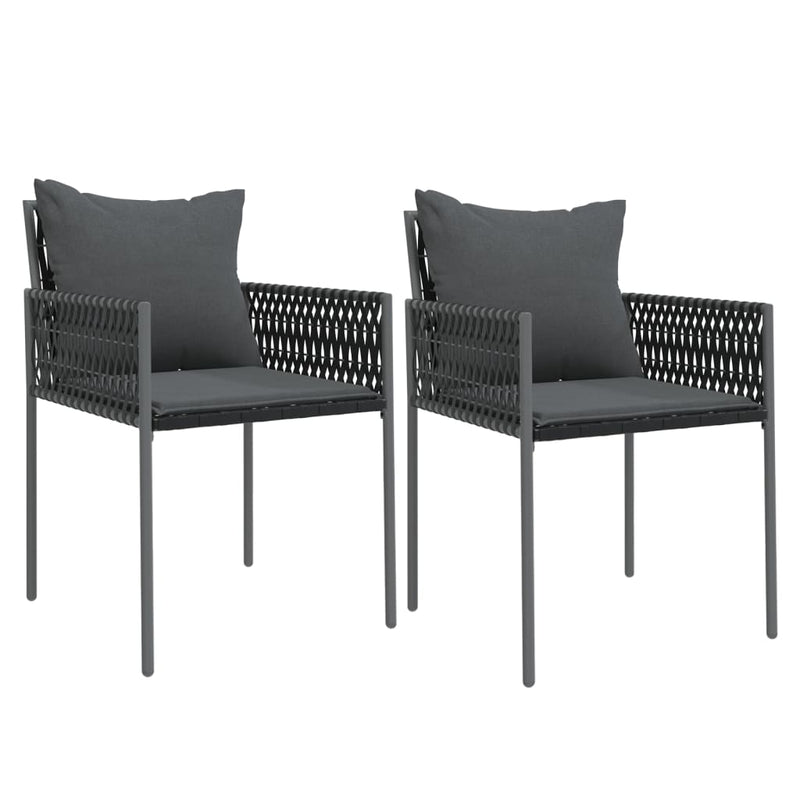 vidaXL Garden Chairs with Cushions 2 pcs Black 54x61x83 cm Poly Rattan