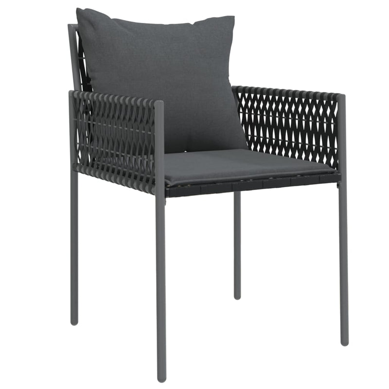 vidaXL Garden Chairs with Cushions 2 pcs Black 54x61x83 cm Poly Rattan