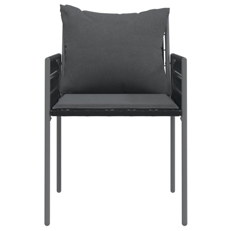 vidaXL Garden Chairs with Cushions 2 pcs Black 54x61x83 cm Poly Rattan