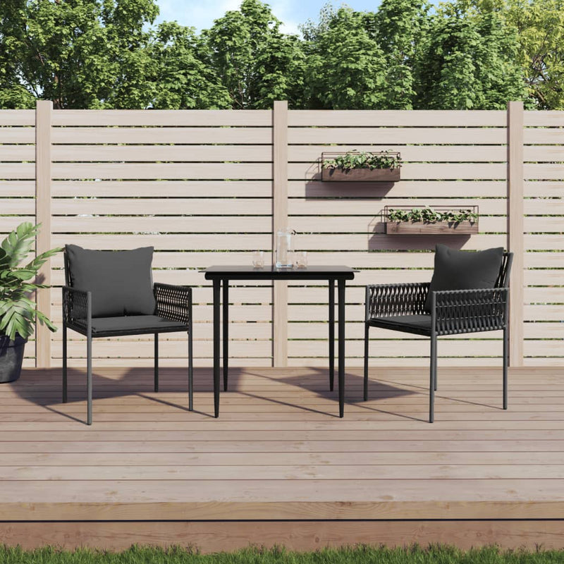 vidaXL Garden Chairs with Cushions 2 pcs Black 54x61x83 cm Poly Rattan