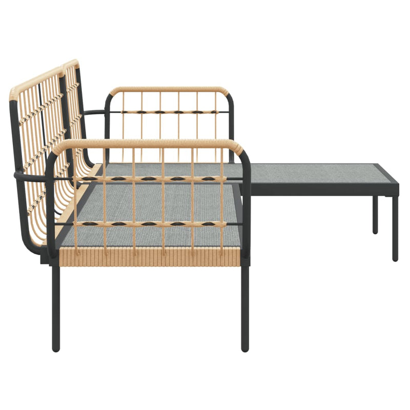 vidaXL 3 Piece Garden Lounge Set with Dark Grey Cushions Poly Rattan