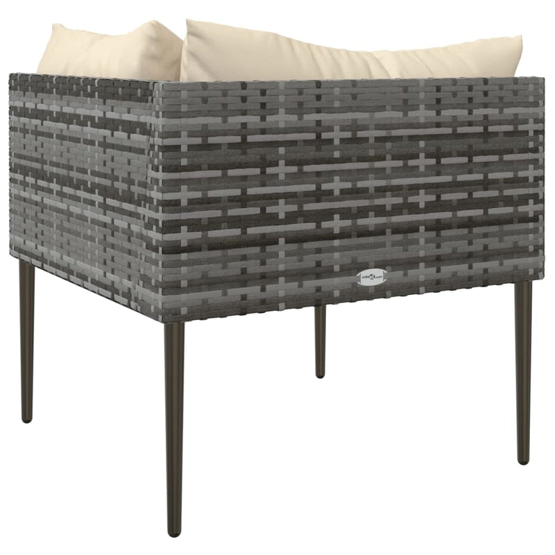vidaXL Garden Corner Sofa with Cushions Grey Poly Rattan