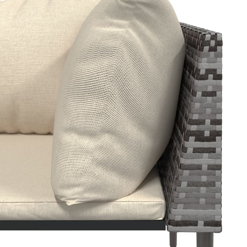 vidaXL Garden Corner Sofa with Cushions Grey Poly Rattan