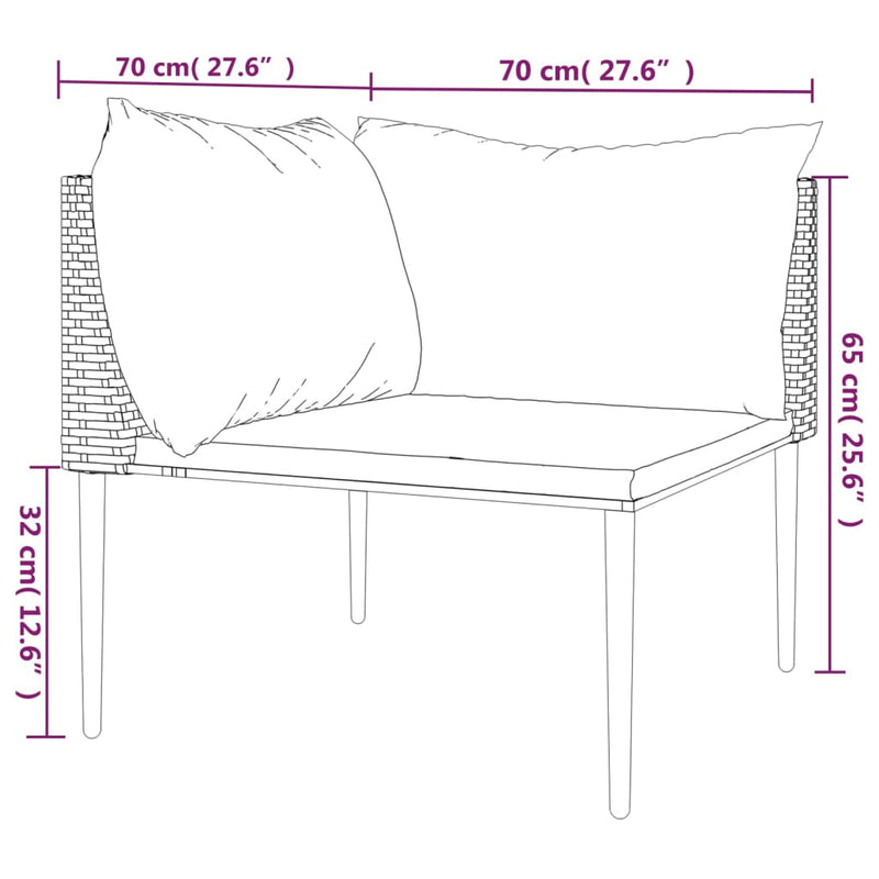 vidaXL Garden Corner Sofa with Cushions Grey Poly Rattan