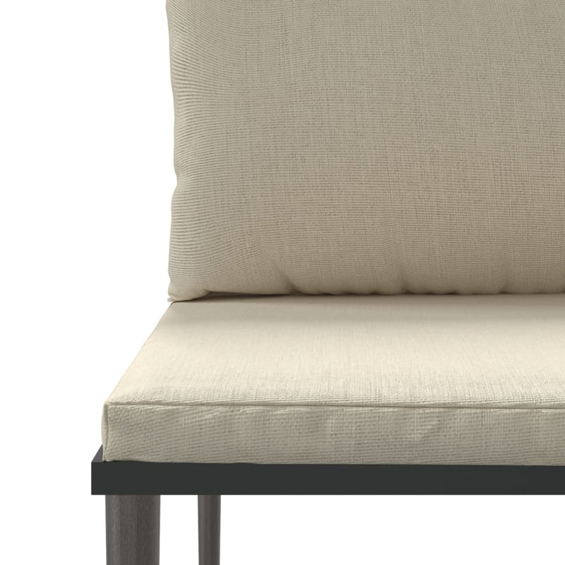 vidaXL Garden Middle Sofa with Cushions Grey Poly Rattan