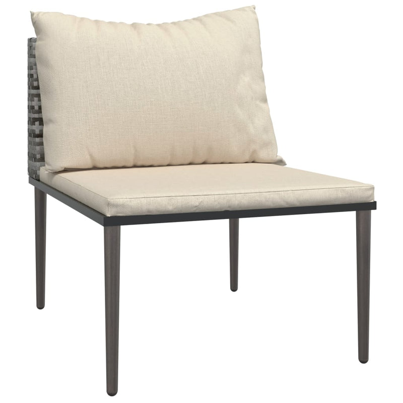 vidaXL Garden Middle Sofas with Cushions 2 pcs Grey Poly Rattan