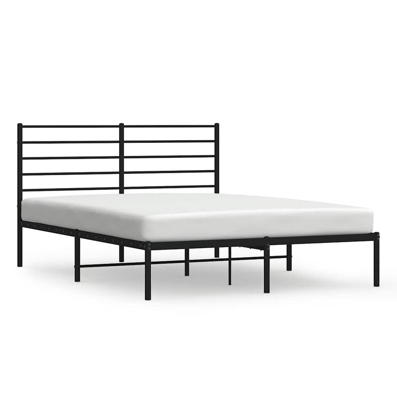 vidaXL Metal Bed Frame without Mattress with Headboard Black 150x200 cm