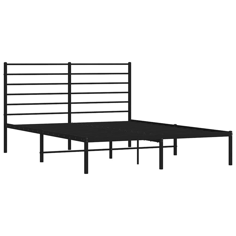 vidaXL Metal Bed Frame without Mattress with Headboard Black 150x200 cm