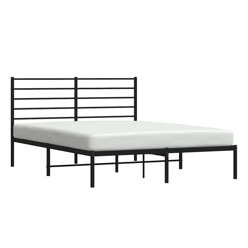 vidaXL Metal Bed Frame without Mattress with Headboard Black 150x200 cm