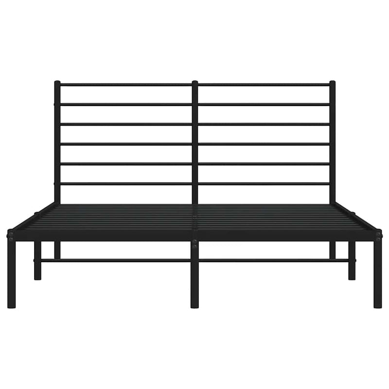 vidaXL Metal Bed Frame without Mattress with Headboard Black 150x200 cm
