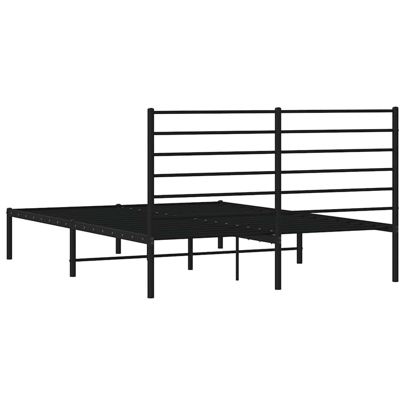 vidaXL Metal Bed Frame without Mattress with Headboard Black 150x200 cm