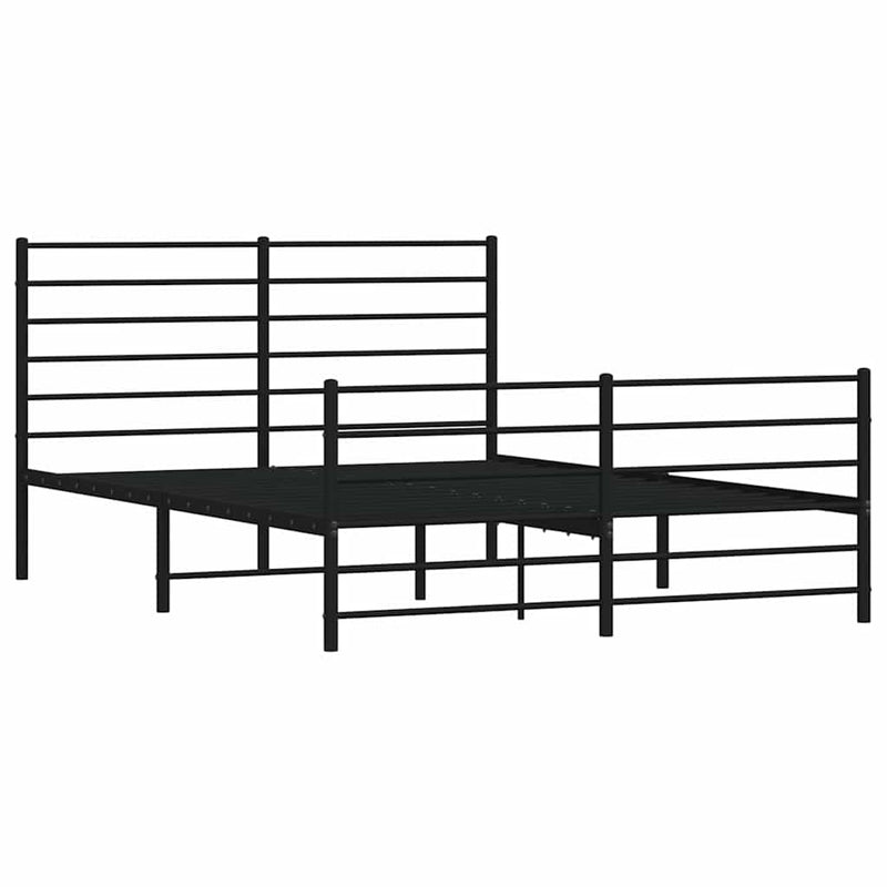 vidaXL Metal Bed Frame without Mattress with Footboard Black 135x190 cm