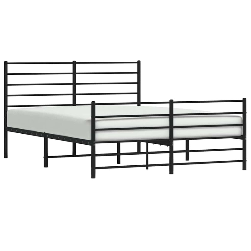 vidaXL Metal Bed Frame without Mattress with Footboard Black 135x190 cm