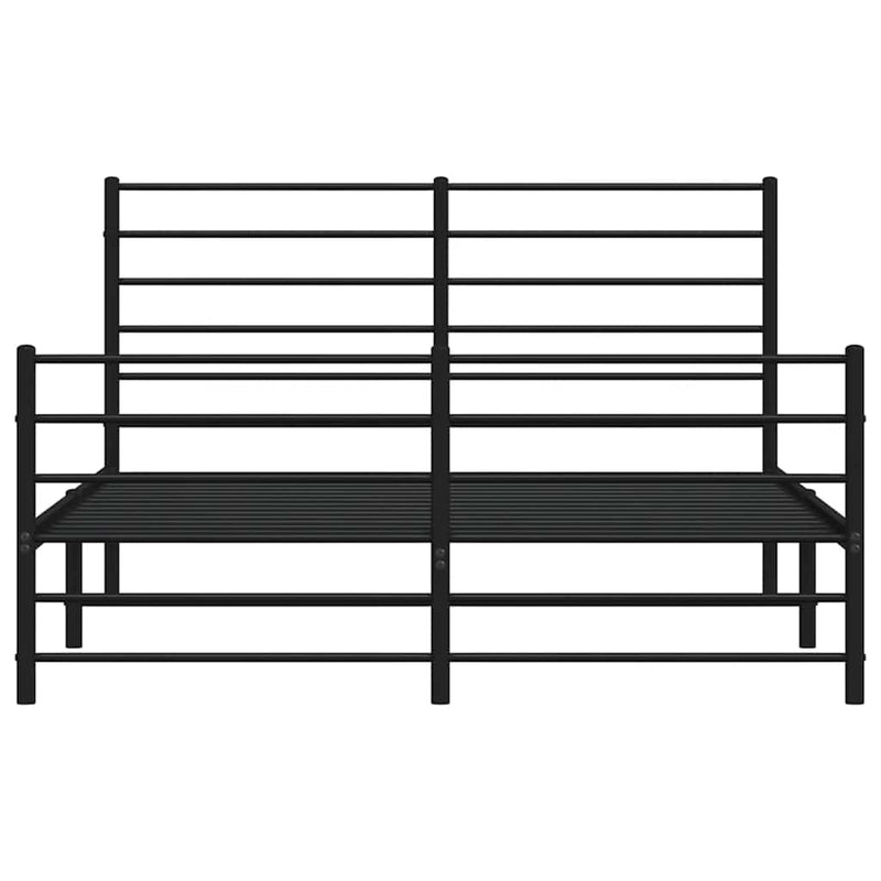 vidaXL Metal Bed Frame without Mattress with Footboard Black 135x190 cm