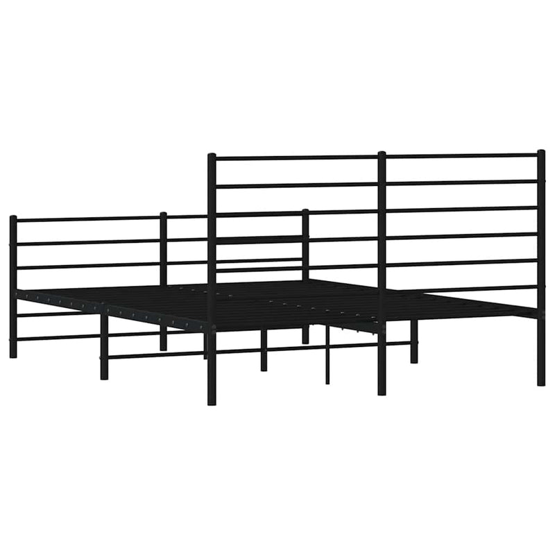 vidaXL Metal Bed Frame without Mattress with Footboard Black 135x190 cm