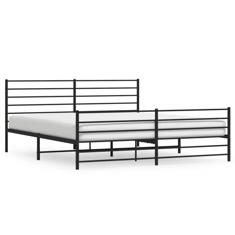 vidaXL Metal Bed Frame without Mattress with Footboard Black 183x203 cm King