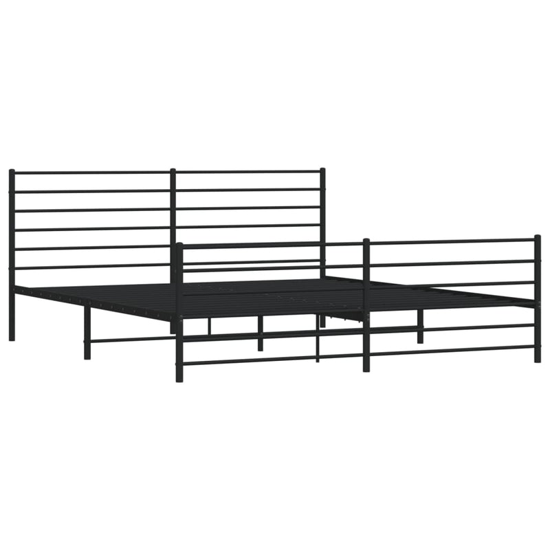 vidaXL Metal Bed Frame without Mattress with Footboard Black 183x203 cm King