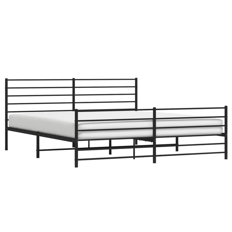 vidaXL Metal Bed Frame without Mattress with Footboard Black 183x203 cm King