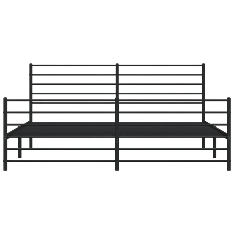 vidaXL Metal Bed Frame without Mattress with Footboard Black 183x203 cm King